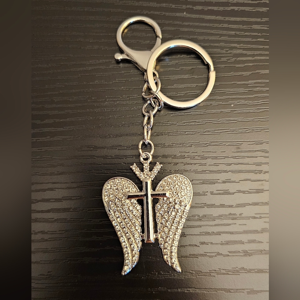 Bag Charm Keychain  Cross With Wings